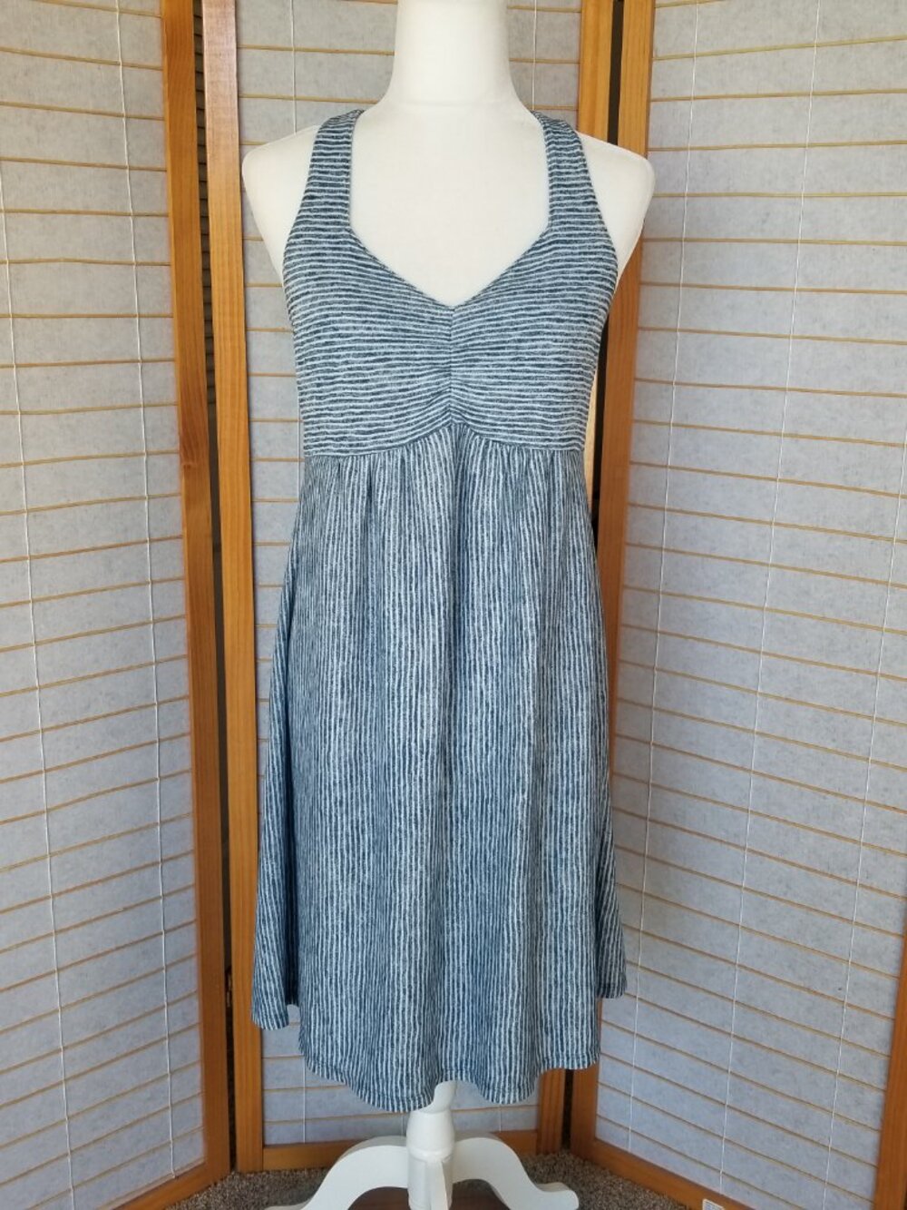 Blue Stiped Beach Mini Dress Sundress Pool Cover-Up Size Medium
